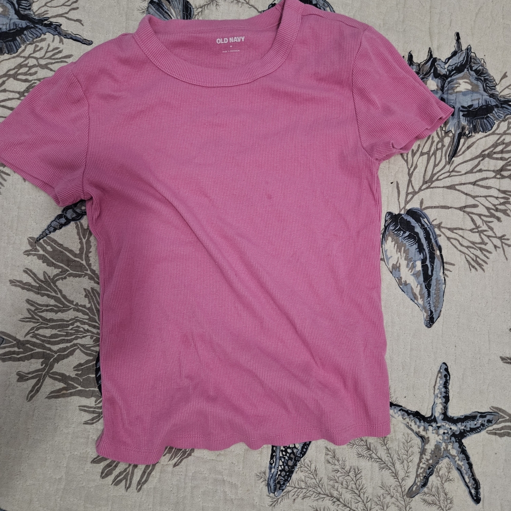 Old Navy Fuchsia Ribbed Tee
